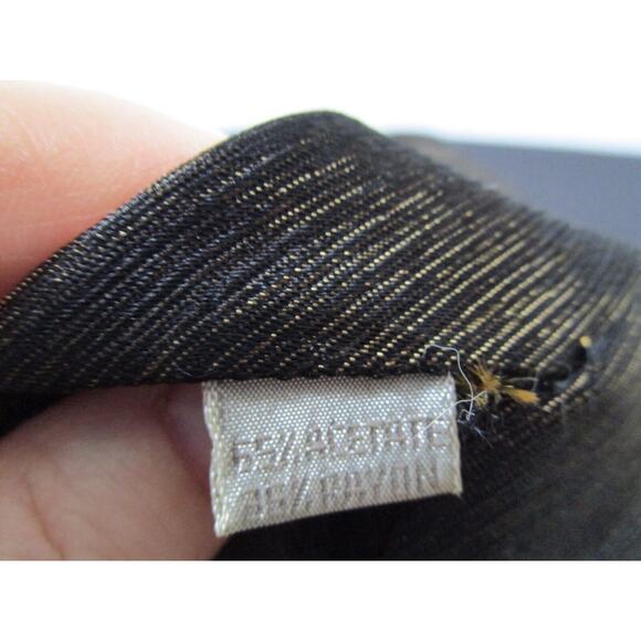 VTG 50's-60s Dark Gold Sharkskin & Crest Rockabilly Skinny Rayon 58" Necktie - Picture 5 of 5